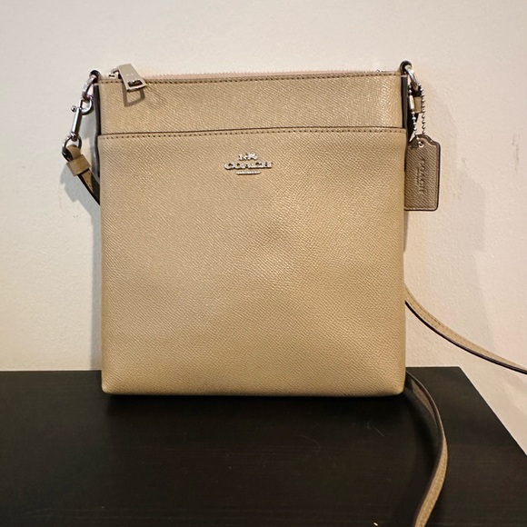 Coach Beige Pebbled Leather Crossbody Bag - Picture 1 of 2